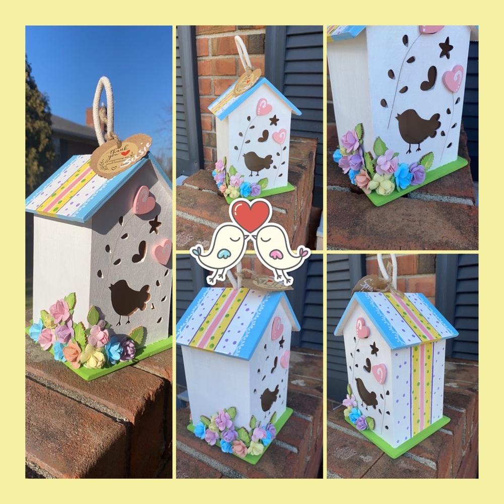 SPRING IS HERE 🌸Handpainted Decorative Birdhouse “Spring Harmony”